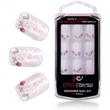 Акриловые типсы для ногтей со стразами White Dream, бренд EroticFantasy