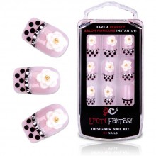 Типсы для ногтей из акрила Black Dots & Crystal, цвет Розовый, 24 мл., со скидкой