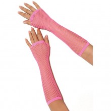 Длинные розовые перчатки в сетку, One Size (Р 42-48)