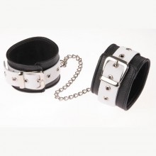 Оковы из натуральной кожи с велюровой подкладкой №2 черно-белые, бренд СК-Визит, длина 56 см.