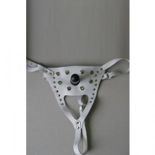 Трусики «Sitabella Vac-U-Lock One» со штырьком для страпона, цвет белый, СК-Визит 3150-3, из материала Кожа, длина 6.8 см.