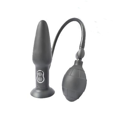 Мультискоростная надувная анальная пробка «Inflatable Butt Plug», Gopaldas F071B1F071B1, из материала ПВХ, цвет Черный, длина 17 см.