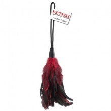 Пуховка для щекотания «Feather Tickler», красно-черная, длина перьев 16 см, Pipedream PD2166-15, из материала Перья, длина 16 см., со скидкой