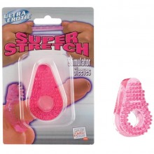 California Exotic «Super Stretch» розовое кольцо на пенис со стимулятором клитора, бренд CalExotics, из материала Силикон, цвет Розовый