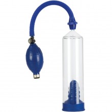 Вакуумная мужская помпаCalifornia Exotic «Best Pump», цвет синий,, из материала ПВХ, длина 20 см.