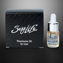 Мужской феромон «Sexy Life Pheromone 50%» концентрат 50-процентный, объем 5 мл, бренд Парфюм Престиж, цвет Черный, 5 мл.
