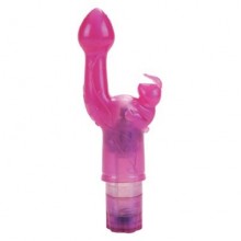 California Exotic «Bunny Kiss» вибратор розовый с двойной стимуляцией, бренд CalExotics, из материала TPR, длина 18 см.