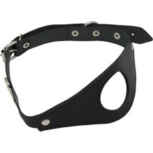 Кляп из кожи с отверстием вместо шарика, цвет черный, СК-Визит 3098-1, из материала кожа