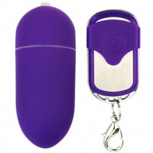 Фиолетовое водонепроницаемое виброяйцо на пульте ДУ, Baile BI-014057, из материала Пластик АБС, длина 8 см.