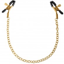 Зажимы на соски соединенные цепочкой «Chain Nipple Clamps» из коллекции Fetish Fantasy Gold от PipeDream, цвет золотой, PD3977-27
