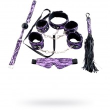 ToyFa кружевной БДСМ набор маска, наручники, оковы, ошейник, флоггер, кляп, из материала Силикон