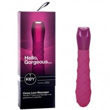 Jopen «Key Ceres Lace Texture Raspberry Pink» интимный мини-вибратор для оргазма, цвет розовый, JO-8051-00-3, длина 13 см., со скидкой