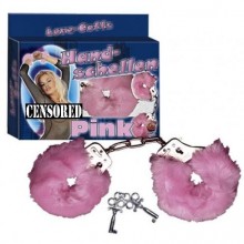 Love-Cuffs наручники из металла с мехом, розовые, цвет розовый, диаметр 4.5 см.