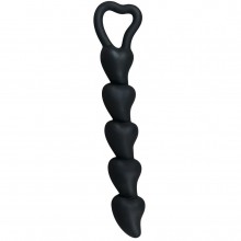 Анальная цепочка «Hearts» c удобным кольцом у основания из серии Black Velvets от компании You 2 Toys, цвет черный, 5215070000, длина 18.5 см.