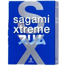 Sagami «Xtreme Feel Fit 3D» презервативы супер облегающие, упаковка 3 шт., из материала Латекс, длина 20 см., со скидкой