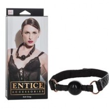 California Exotic Entice «Ball Gag» черный силиконовый кляп с дизайном, коллекция Entice Accessories, длина 63.5 см., со скидкой