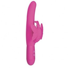 Posh Silicone Fluttering вибратор водонепроницаемый силиконовый с ручкой-бабочкой, бренд CalExotics, цвет Розовый, длина 11.5 см., со скидкой