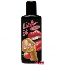 Lick It «Клубника» съедобная смазка + массаж 3 в 1, объем 50 мл, 6206100000, бренд Orion, из материала Водная основа, 50 мл.