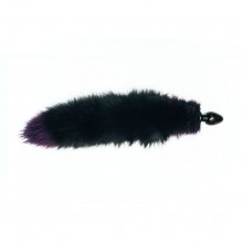 Wild Lust анальная пробка из дерева черного цвета с фиолетовым лисьим хвостом 3.2 см, диаметр 3.2 см., со скидкой