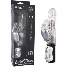 Женский вибратор-ротатор Erokay «Classicle Rabbit Vibrator Silver», EK-1504-Sv, из материала TPR, длина 24 см.