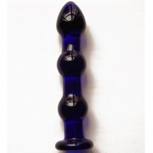 Анальный рефленый фаллоимитатор из стекла, цвет темно-синий, GD126, бренд Джага-Джага, из материала Стекло, длина 18 см.