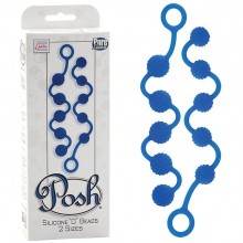 Анальная цепочка Posh «Silicone O Beads Blue», California Exotic SE-1322-20-3, из материала Софтскин, цвет Голубой, длина 23 см.
