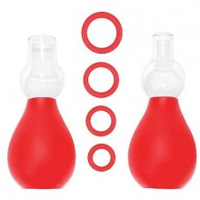 Вакуумный набор для стимуляции груди Ouch «Nipple Erector Set», цвет красный, SH-OU056RED, коллекция Ouch!, длина 6.8 см., со скидкой