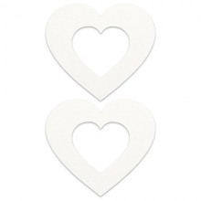Пестисы «Сердечко» на грудь, цвет белый, Ouch SH-OUNS003WHT, бренд Shots Media, коллекция Ouch!, длина 8 см.