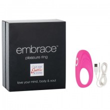 California Exotic «Embrace Pleasure Ring» розовое перезаряжаемое дорогое эрекционное вибро-кольцо, бренд CalExotics, цвет Розовый, длина 9 см.