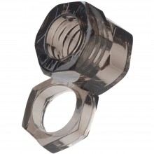 Эрекционное кольцо на член «Screw Me The Big Socket Ring» 1475-40BXSE, бренд CalExotics, из материала TPE, диаметр 3 см., со скидкой