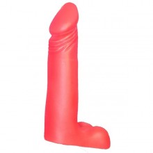 Гелевая насадка с мошонкой для страпона, Биоклон 195000ru, бренд LoveToy А-Полимер, из материала ПВХ, цвет Розовый, длина 17.8 см.