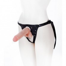 Женский страпон Lovetoy ART-Style с поясом Harness, цвет телесный, Биоклон 032303ru, из материала CyberSkin, длина 19 см.