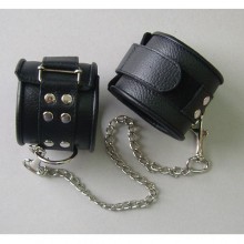 Оковы кожаные черные на липучках, соединенные цепочкой длиной 35см 3073-1, бренд СК-Визит