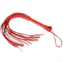 Плеть гладкая флоггер красная из кожи с жесткой рукоятью общей длиной 65 см 3010-2, бренд СК-Визит, из материала Кожа, длина 65 см.