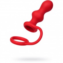 Анальная втулка с кольцом, красная, серии Black & Red ToyFa, коллекция Black & Red, длина 10 см.