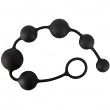 Анальная цепочка из 6 шариков Black Velvets «Anal Beads» различного диаметра, цвет черный, You 2 Toys 5192000000, бренд Orion, из материала Силикон, длина 40 см., со скидкой