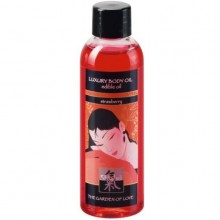 Hot «Shiatsu Luxury Body Oil Strawberry» съедобное масло для массажа с ароматом клубники 100 мл, из материала Водная основа, цвет Красный, 100 мл.