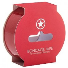 Лента для связывания в БДСМ «Non Sticky Bondage Tape Red», Ouch SH-OUBT003RED, цвет красный, 18 м.