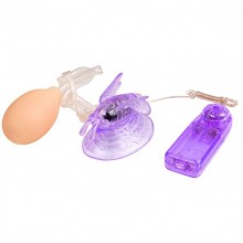 Клиторальный вибратор-бабочка с вакуумной помпой, цвет фиолетовый, Baile BI-010125, из материала ПВХ