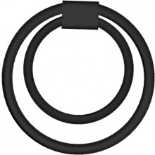 Эрекционное кольцо на член с подхватом мошонки, цвет черный, Baile BI-026014, из материала TPR, длина 7 см.