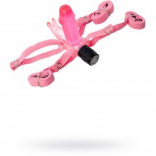 Поясной вибратор-бабочка в форме кролика, цвет розовый, ToyFa 884005, из материала ПВХ, длина 6.5 см., со скидкой