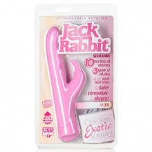 Перезаряжаемый женский вибромассажер с клиторальной стимуляцией «Rotating Jack Rabbit», цвет розовый, California Exotic SE-0611-60-2, бренд CalExotics, длина 12 см.