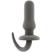 Резиновая анальная пробка с удобным хвостиком «SONO Rubber Butt Plug №13», цвет серый, Shots Media SH-SON013GRY, длина 15 см., со скидкой