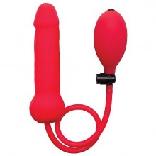Анальный надувной фаллоимитатор с грушей OUCH «Inflatable Silicone Dong Red», Shots Media SH-OU089RED, цвет Красный, длина 16.5 см., со скидкой