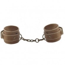 Кожаные наручники Ouch «Premium Bonded Leather Cuffs for Hands», Shots Media SH-OU179BRN, коллекция Ouch!, цвет Коричневый, длина 16 см., со скидкой