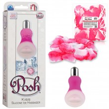 California Exotic «Posh Kiss Silicone Ice Massager» ледяной вибростимулятор из силикона + лепестки роз, бренд CalExotics, цвет Розовый, длина 6.5 см., со скидкой