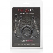 Зажимы на соски «Nipple Play Tweezer Intimate Clamps», CalExotics SE-2610-15-2, цвет Серебристый, длина 57.85 см.