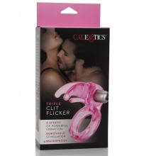 Вибро-кольцо на половой член «Triple Clit Flicker», California Exotic SE-1831-04-3, бренд CalExotics, цвет Розовый, диаметр 2 см.