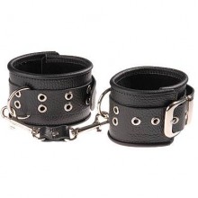 Кожаные наручники на цепи от компании СК-Визит, цвет черный, 3052-1, со скидкой