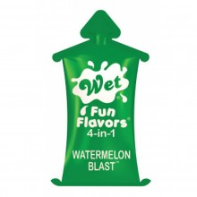 Съедобный лубрикант-гель Wet Fun Flavors Watermelon Blast, подушечка 10 мл, 20489wet, бренд Wet Lubricant, из материала Глицериновая основа, цвет Прозрачный, 10 мл.